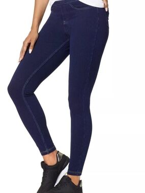 HUE Pull-On Jeggings | Women's L | Dark Wash | Denim Look- Excellent Condition